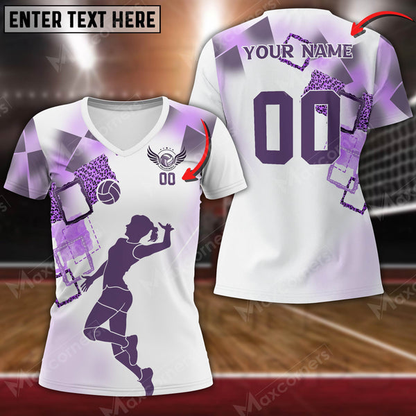 Maxcorners Volleyball Girl Player 3D V-neck T-Shirt For Women