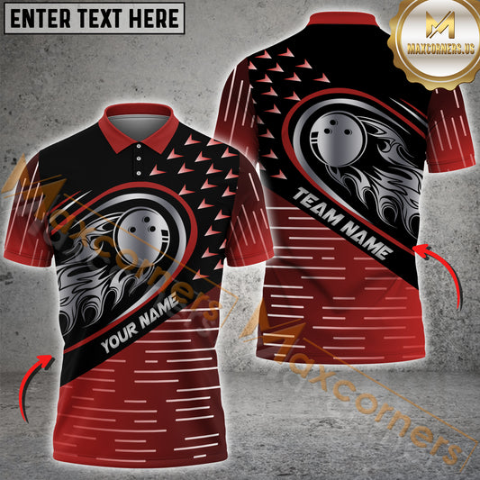 Maxcorners Bowling Silver Flame Bowling Ball Multicolor Options Personalized Name, Team Name 3D Shirt (4 Colors)