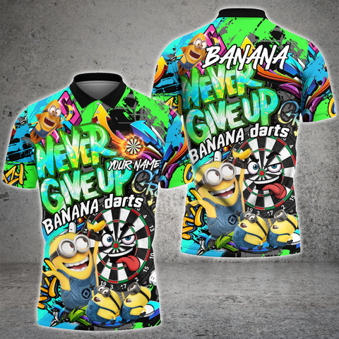 Maxcorners Dartboard Graffiti Never Give Up Style Multicolor Options Personalized Name, Team Name 3D Shirt For Yannick