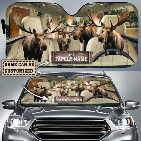 Maxcorners Moose Drive Custom Name All Over Printed 3D Car Sun Shade