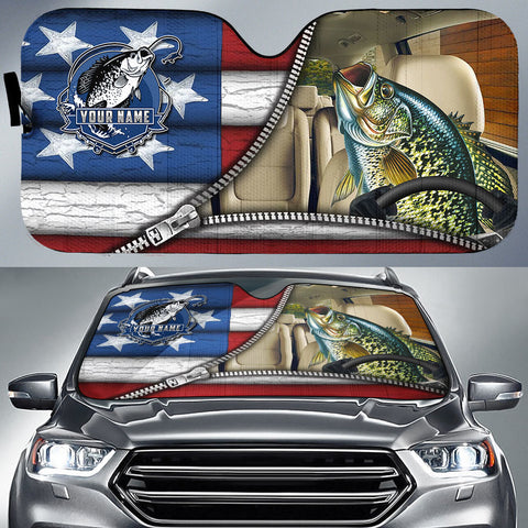 Maxcorners Crappie Fishing United States Zipper All Over Printed Custom Name 3D Sun Shade