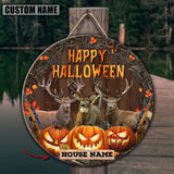 Maxcorners Deer Hunting With Pumpkin Customized House Name Halloween Wooden Sign