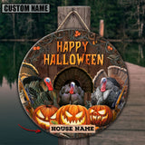 Maxcorners Turkey Hunting With Pumpkin Customized House Name Halloween Wooden Sign