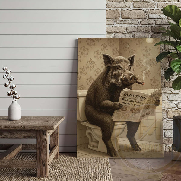 Maxcorners Boar Reading Farm Times Newspaper Wrapped Canvas