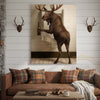 Maxcorners Moose Holding Beer at Urinal Wrapped Canvas