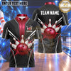 Maxcorners Bowling Bowling Ball Explosive Splash Crashing Pins Carbon Fiber Pattern Racing Stripes Multi Options Personalized Name, Team Name Unisex 3D Shirt (4 Colors)