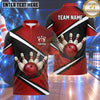 Maxcorners Bowling Bowling Ball Crashing Pins Dynamic Diagonal Racing Stripes Carbon Fiber Texture Multi Options Personalized Name, Team Name Unisex 3D Shirt (4 Colors)
