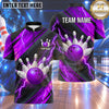 Maxcorners Bowling Electric Lightning Bolt Impact Bowling Ball Strike Crashing Pins Carbon Fiber Texture Multi Options Personalized Name, Team Name Unisex 3D Shirt (4 Colors)