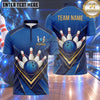 Maxcorners Bowling Bowling Ball Strike Crashing Pins Elegant Golden Chevron Stripes Carbon Fiber Texture Multi Options Personalized Name, Team Name Unisex 3D Shirt (4 Colors)