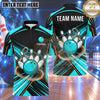 Maxcorners Bowling Fast Motion Speed Rings Bowling Ball Strike Crashing Pins Dynamic Geometric Pattern Multi Options Personalized Name, Team Name Unisex 3D Shirt (4 Colors)