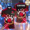Maxcorners Bowling Fast Motion Speed Rings Bowling Ball Strike Crashing Pins Dynamic Geometric Pattern Multi Options Personalized Name, Team Name Unisex 3D Shirt (4 Colors)