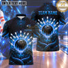 Maxcorners Bowling Twin Dragons Flame Bowling Ball Crashing Pins Dragon Scale Texture Multi Options Personalized Name, Team Name Unisex 3D Shirt (4 Colors)