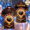 Maxcorners Bowling Twin Dragons Flame Bowling Ball Crashing Pins Dragon Scale Texture Multi Options Personalized Name, Team Name Unisex 3D Shirt (4 Colors)