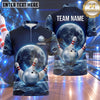 Maxcorners Bowling Full Moon Lunar Surface Crater Cosmic Galaxy Bowling Ball Strike Crashing Pins Multi Options Personalized Name, Team Name Unisex 3D Shirt (4 Colors)