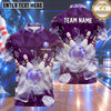 Maxcorners Bowling Shattered Glass Ice Crystals Explosive Impact Bowling Ball Strike Crashing Pins Multi Options Personalized Name, Team Name Unisex 3D Shirt (4 Colors)