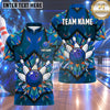 Maxcorners Bowling Polygon Stained Glass Mosaic Geometric Pattern Bowling Ball Strike Crashing Pins Multi Options Personalized Name, Team Name Unisex 3D Shirt (4 Colors)