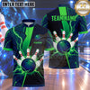 Maxcorners Bowling Electric Lightning Strike Power Bowling Ball Crashing Pins Dynamic Energy Lines Multi Options Personalized Name, Team Name Unisex 3D Shirt (4 Colors)