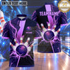 Maxcorners Bowling Electric Lightning Strike Power Bowling Ball Crashing Pins Dynamic Energy Lines Multi Options Personalized Name, Team Name Unisex 3D Shirt (4 Colors)
