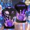 Maxcorners Bowling Fiery Flaming Skull Smoke Bowling Ball Strike Crashing Pins Multi Options Personalized Name, Team Name Unisex 3D Shirt (5 Colors)