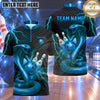Maxcorners Bowling Giant Cobra Snake Lightning Strike Snake Scale Pattern Bowling Ball Crashing Pins Multi Options Personalized Name, Team Name Unisex 3D Shirt (5 Colors)