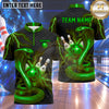 Maxcorners Bowling Giant Cobra Snake Lightning Strike Snake Scale Pattern Bowling Ball Crashing Pins Multi Options Personalized Name, Team Name Unisex 3D Shirt (5 Colors)