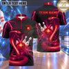 Maxcorners Bowling Giant Cobra Snake Lightning Strike Snake Scale Pattern Bowling Ball Crashing Pins Multi Options Personalized Name, Team Name Unisex 3D Shirt (5 Colors)