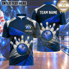 Maxcorners Bowling Fast Speed Motion Trail Bowling Ball Strike Crashing Pins Carbon Fiber Texture Multi Options Personalized Name, Team Name Unisex 3D Shirt (4 Colors)
