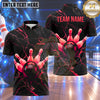 Maxcorners Bowling Marble Texture Crack Electric Lightning Shockwave Bowling Ball Strike Crashing Pins Multi Options Personalized Name, Team Name Unisex 3D Shirt (5 Colors)