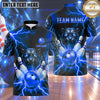 Maxcorners Bowling Roaring Panther Head Electric Lightning Strike Bowling Ball Crashing Pins Multi Options Personalized Name, Team Name Unisex 3D Shirt (5 Colors)