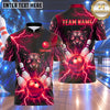 Maxcorners Bowling Roaring Panther Head Electric Lightning Strike Bowling Ball Crashing Pins Multi Options Personalized Name, Team Name Unisex 3D Shirt (5 Colors)