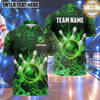 Maxcorners Bowling Snake Scale Texture Smoke Aura Flames Bowling Ball Strike Crashing Pins Multi Options Personalized Name, Team Name Unisex 3D Shirt (4 Colors)
