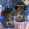 Maxcorners Bowling Cyberpunk Robotic Mech Dragon Circuit Board Glow Bowling Ball Strike Crashing Pins Multi Options Personalized Name, Team Name Unisex 3D Shirt (3 Colors)