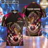 Maxcorners Bowling Cyberpunk Robotic Mech Dragon Circuit Board Glow Bowling Ball Strike Crashing Pins Multi Options Personalized Name, Team Name Unisex 3D Shirt (3 Colors)