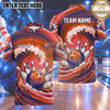 Maxcorners Bowling Ocean Waves Water Splash Swirls Bowling Ball Strike Crashing Pins Multi Options Personalized Name, Team Name Unisex 3D Shirt (4 Colors)