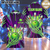 Maxcorners Bowling Skeleton Bone Hand Claw Flame Aura Bowling Ball Strike Crashing Pins Multi Options Personalized Name, Team Name Unisex 3D Shirt (4 Colors)