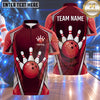 Maxcorners Bowling Bowling Ball Crashing Pins Sleek Shield Frame Carbon Fiber Geometric Texture Multi Options Personalized Name, Team Name Unisex 3D Shirt (4 Colors)
