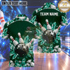 Maxcorners Bowling Diamond Crystal Gems Sparkle Pattern Frame Bowling Ball Strike Crashing Pins Multi Options Personalized Name, Team Name Unisex 3D Shirt (4 Colors)