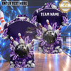 Maxcorners Bowling Diamond Crystal Gems Sparkle Pattern Frame Bowling Ball Strike Crashing Pins Multi Options Personalized Name, Team Name Unisex 3D Shirt (4 Colors)