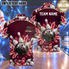 Maxcorners Bowling Diamond Crystal Gems Sparkle Pattern Frame Bowling Ball Strike Crashing Pins Multi Options Personalized Name, Team Name Unisex 3D Shirt (4 Colors)
