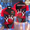 Maxcorners Bowling Bowling Ball Strike Crashing Pins Geometric Motion Swoosh Carbon Fiber Pattern Multi Options Personalized Name, Team Name Unisex 3D Shirt (4 Colors)