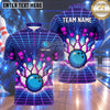 Maxcorners Bowling Retro 8-Bit Pixel Art Cyberpunk Grid Matrix Bowling Ball Strike Crashing Pins Multi Options Personalized Name, Team Name Unisex 3D Shirt (4 Colors)