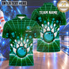 Maxcorners Bowling Retro 8-Bit Pixel Art Cyberpunk Grid Matrix Bowling Ball Strike Crashing Pins Multi Options Personalized Name, Team Name Unisex 3D Shirt (4 Colors)