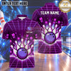 Maxcorners Bowling Retro 8-Bit Pixel Art Cyberpunk Grid Matrix Bowling Ball Strike Crashing Pins Multi Options Personalized Name, Team Name Unisex 3D Shirt (4 Colors)