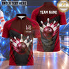 Maxcorners Bowling Bowling Ball Impact Energy Waves Crashing Pins Sleek Carbon Fiber Panel Multi Options Personalized Name, Team Name Unisex 3D Shirt (4 Colors)