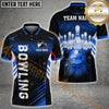 Maxcorners Electronic Light Bowling Ball & Pins Personalized Name, Team Name 3D Polo Shirt (4 Colors)