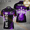 Maxcorners Electronic Light Bowling Ball & Pins Personalized Name, Team Name 3D Polo Shirt (4 Colors)