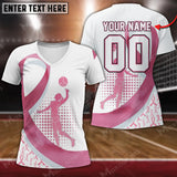 Maxcorners Volleyball Breast Cancer Awareness  V-neck T-Shirt For Women