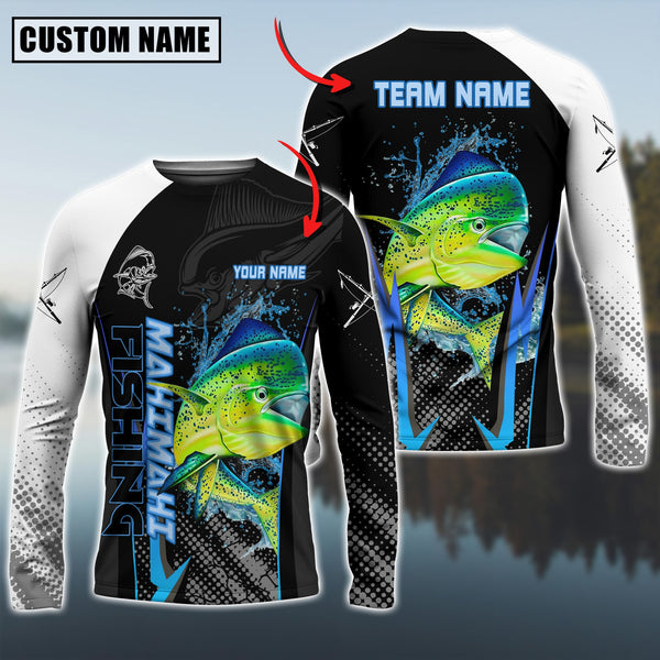 Maxcorner Mahi-mahi Fishing The Fury Of Thunder Pattern Personalized 3D Long Sleeve Shirt