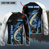 Maxcorner Fishing The Fury Of Thunder Pattern Personalized 3D Long Sleeve Shirt (8 Fish Species)
