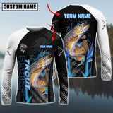 Maxcorner Trout Fishing The Fury Of Thunder Pattern Personalized 3D Long Sleeve Shirt